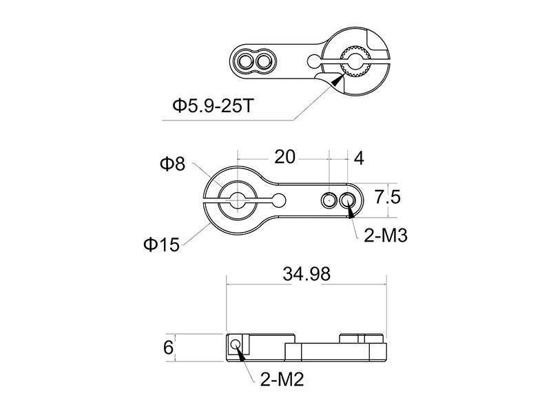 25T Servo Arm, Horn Disc Attachment