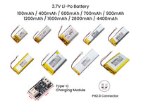 3.7V Li-Po Lithium Polymer Battery 100mAh 400mAh 600mAh 700mAh 900mAh 1200mAh 1600mAh 2800mAh 4400mAh