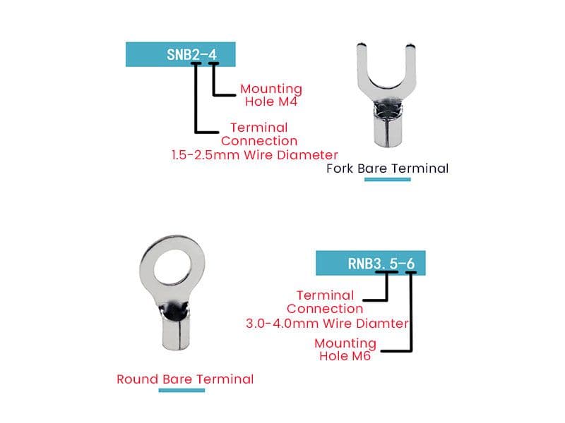 Insulated Bare Crimp Terminal Lug Kit Round Fork Spade