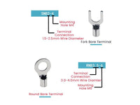 Insulated Bare Crimp Terminal Lug Kit Round Fork Spade