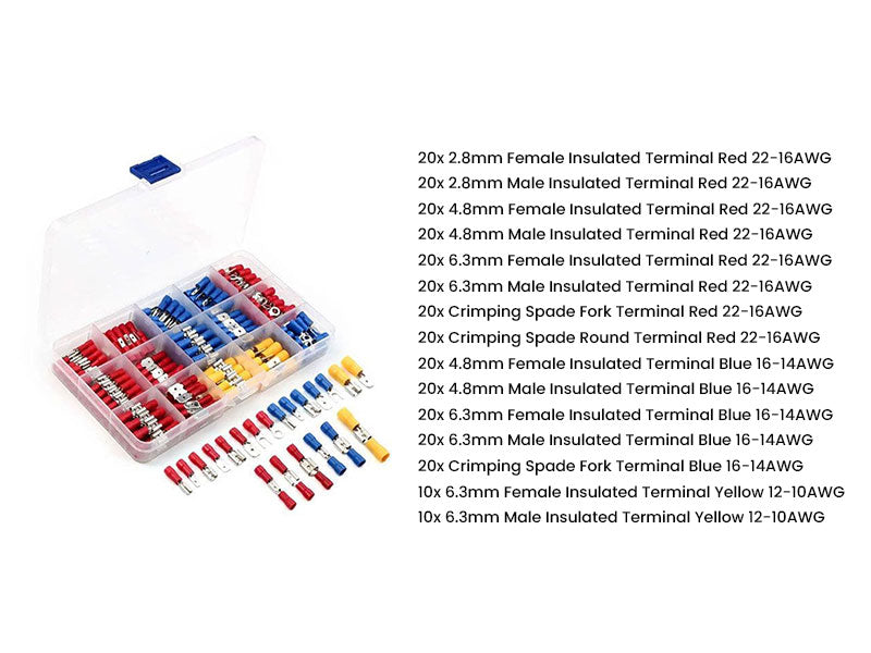Insulated Bare Crimp Terminal Lug Kit Round Fork Spade