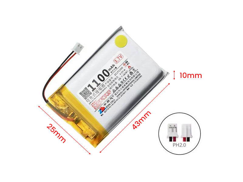 3.7V 1100mAh Battery Li-Po Lithium Polymer