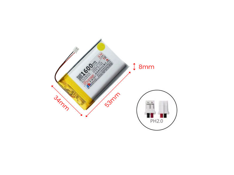 3.7V Li-Po Lithium Polymer Battery 1600mAh