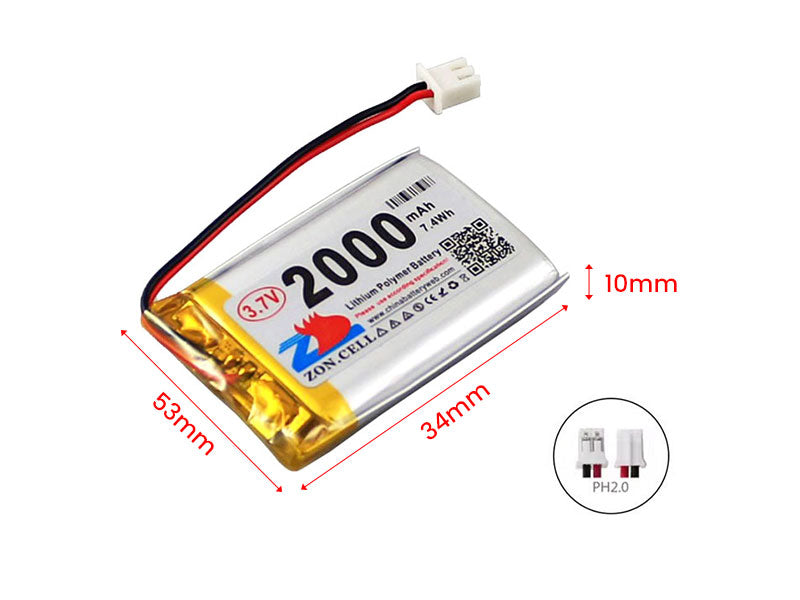 3.7V Li-Po Lithium Polymer Battery 100mAh 600mAh 1200mAh 1600mAh 5000mAh