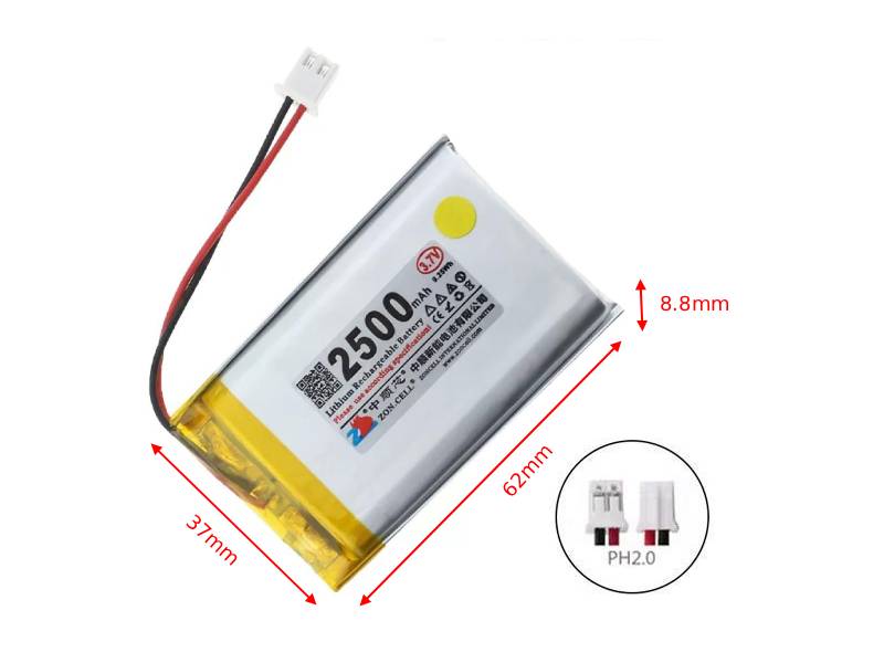 3.7V 2500mAh Battery Li-Po Lithium Polymer