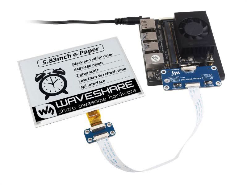 5.83inch E-Paper E-Ink Display HAT For Raspberry Pi, 648×480, Black / White, SPI