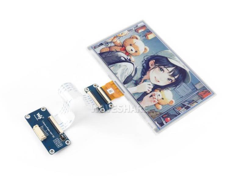 7.3inch E Ink Spectra 6 (E6) Full Color E-Paper Display, E-Ink Display, Low Power Consumption, 800×480 Pixels, SPI Communication, Optional For E-Paper Driver HAT