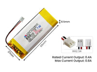 7.4V 800mAh Battery Li-Po Lithium Polymer