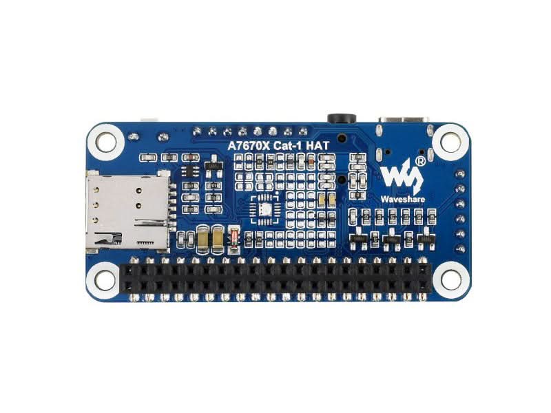 A7670E LTE Cat-1 HAT for Raspberry Pi, Multi Band, 2G GSM / GPRS, LBS, for Europe, Southeast Asia, West Asia, Africa, China, South Korea
