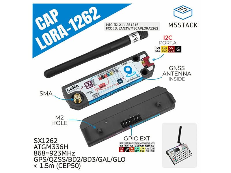 Cap LoRa 1262 for Cardputer Adv (SX1262, ATGM336H)