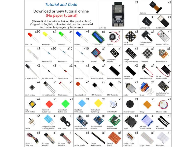 Freenove ESP32 DEV ESP32-S3 CAM Ultimate Starter Kit
