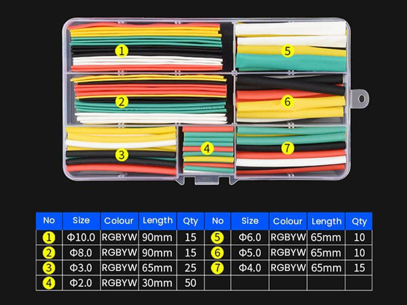 Heat Shrink Kit Black Colour Multi Colour