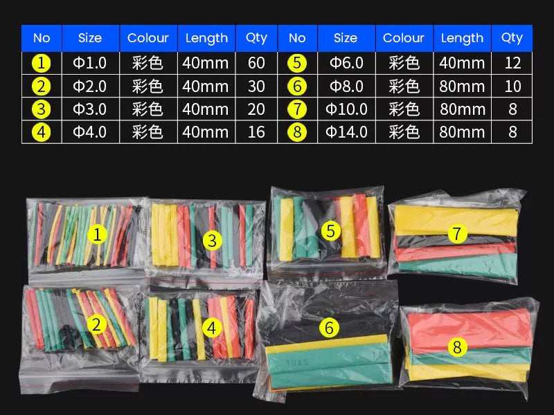 Heat Shrink Kit Black Colour Multi Colour
