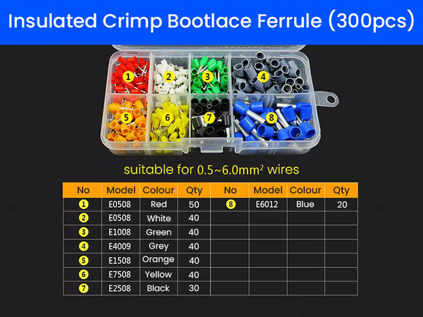 Insulated Crimp Bootlace Ferrule 300pcs