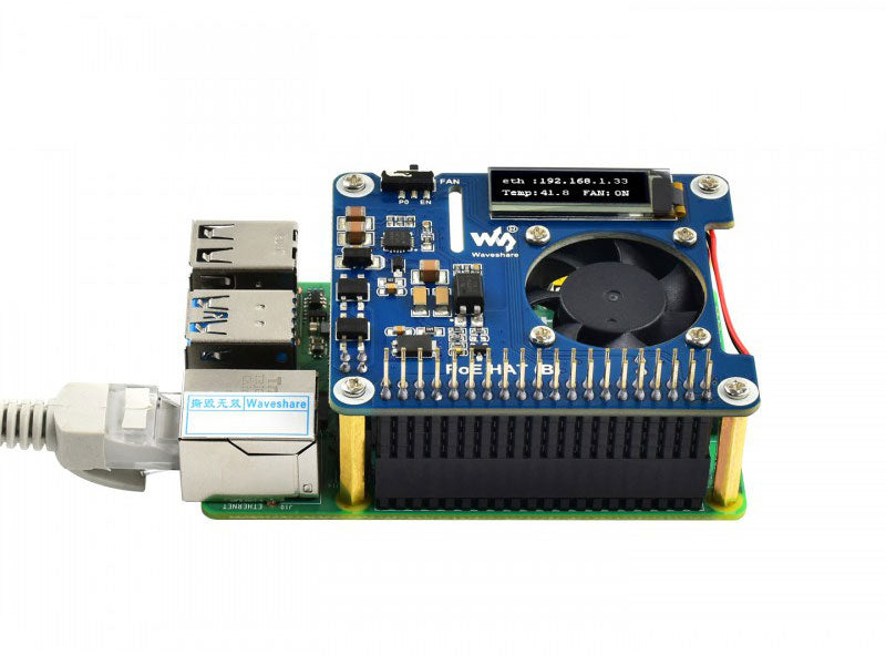 Power over Ethernet HAT (B) for Raspberry Pi 3B+/4B and 802.3af PoE network