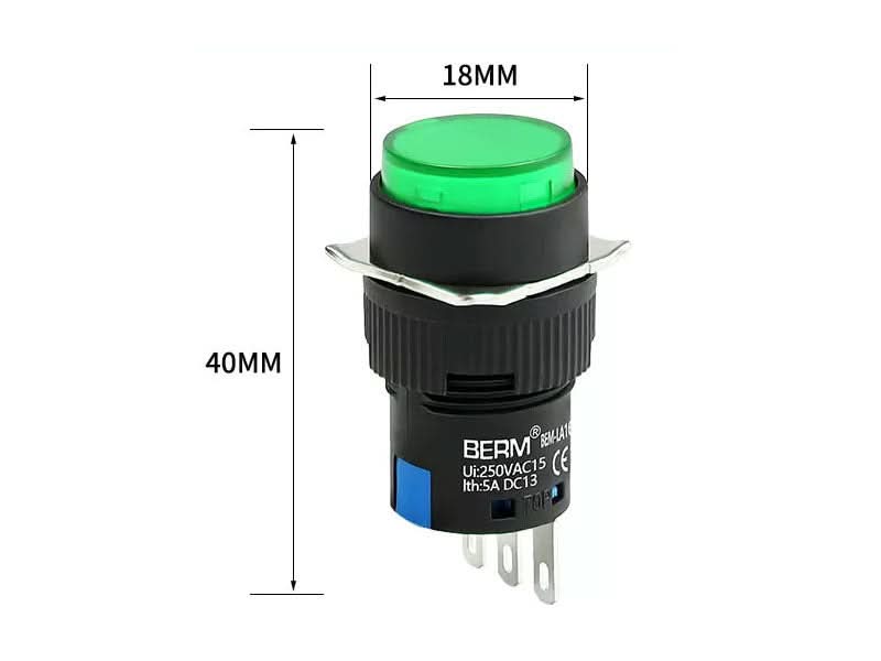 Push Button 16mm Momentary Green