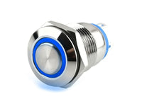 Push Button Metal 12mm Momentary Blue
