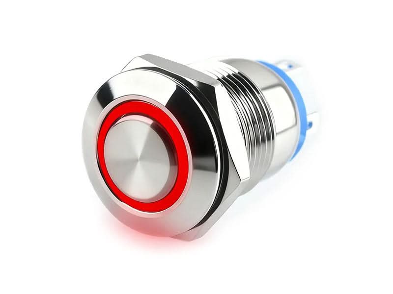 Push Button Metal 12mm Momentary Red
