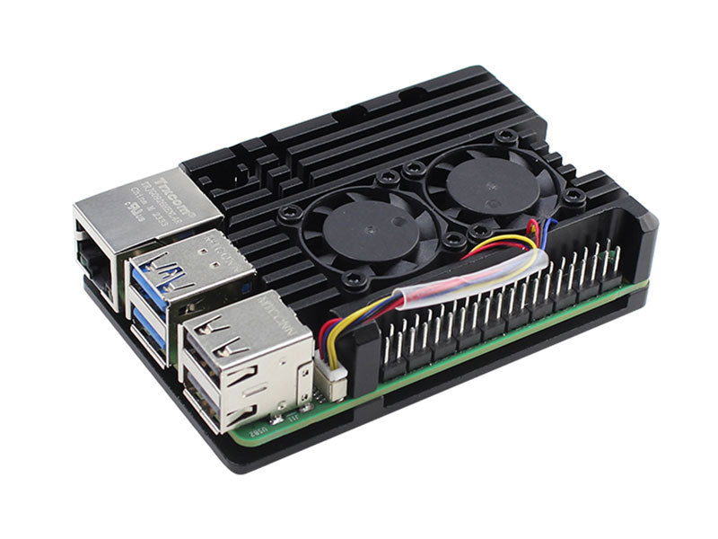 Raspberry Pi 4 Pi 5 Aluminum Heatsink Heat Sink Case with Dual Fan ...