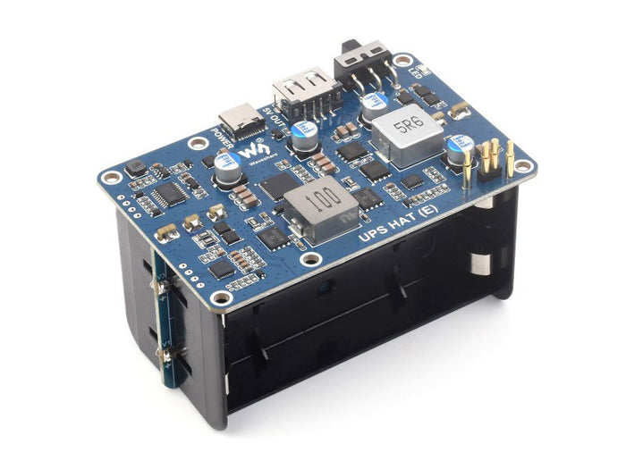 Raspberry Pi UPS HAT 5V 6A, Supports 4× batteries