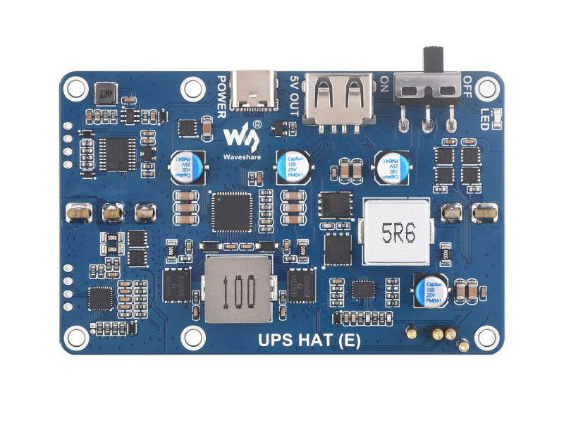Raspberry Pi UPS HAT 5V 6A, Supports 4× batteries