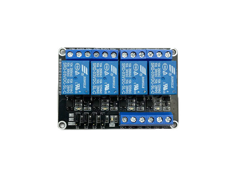 Relay Module 4 Channel | 3.3V 5V 12V 24V Opto-Isolated - Kuriosity