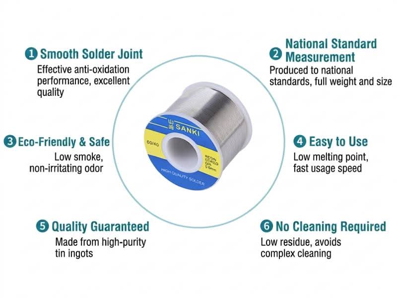 Sanki Solder 60/40 Sn60Pb40 0.8mm 100g 250g 500g