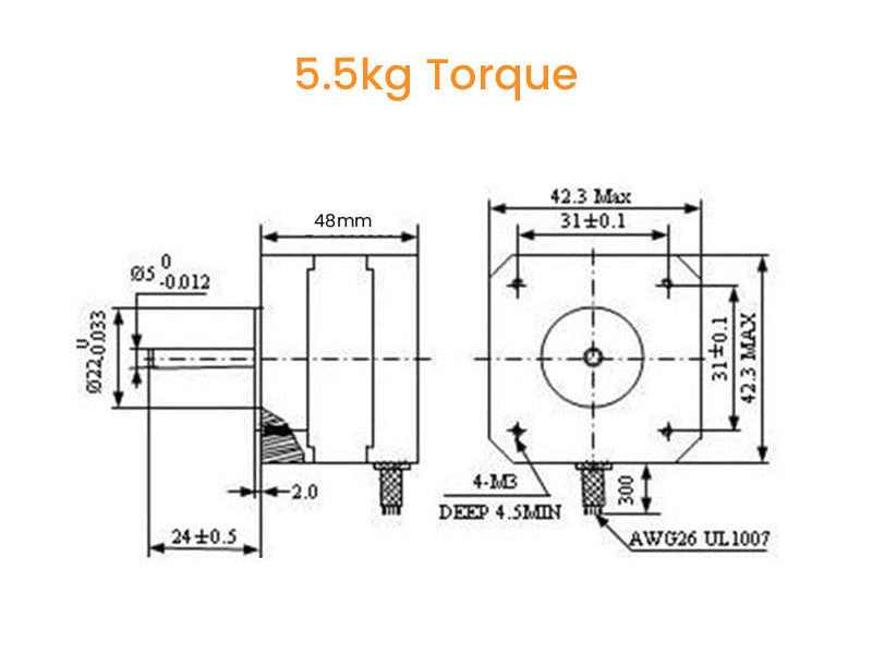 Stepper Motor NEMA 17 2.8kg 4kg 5.5kg Torque