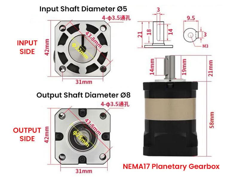 Stepper Motor Planetary Gearbox NEMA17 NEMA23