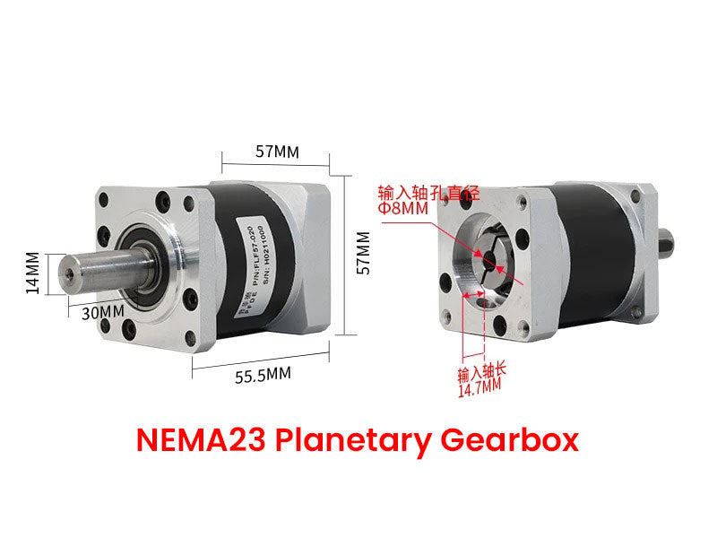 Stepper Motor Planetary Gearbox NEMA23 5:1 25Nm