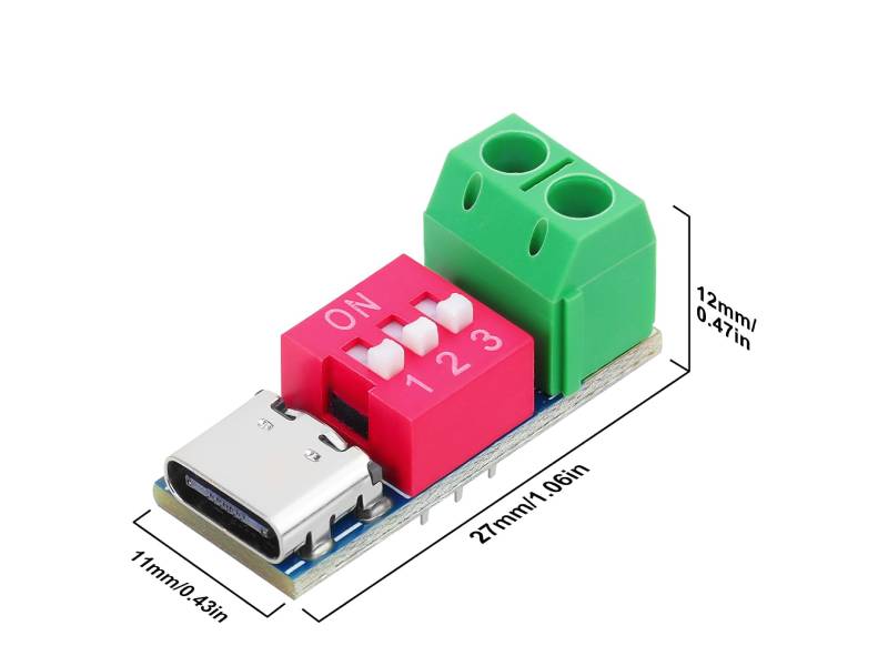USB-C PD Trigger Module PD3.0/2.0 BC1.2 Fast Charging Protocols Adjustable Voltage 5V/9V/12V/15V/20V