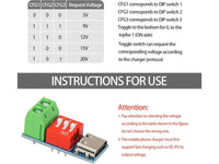 USB-C PD Trigger Module PD3.0/2.0 BC1.2 Fast Charging Protocols Adjustable Voltage 5V/9V/12V/15V/20V