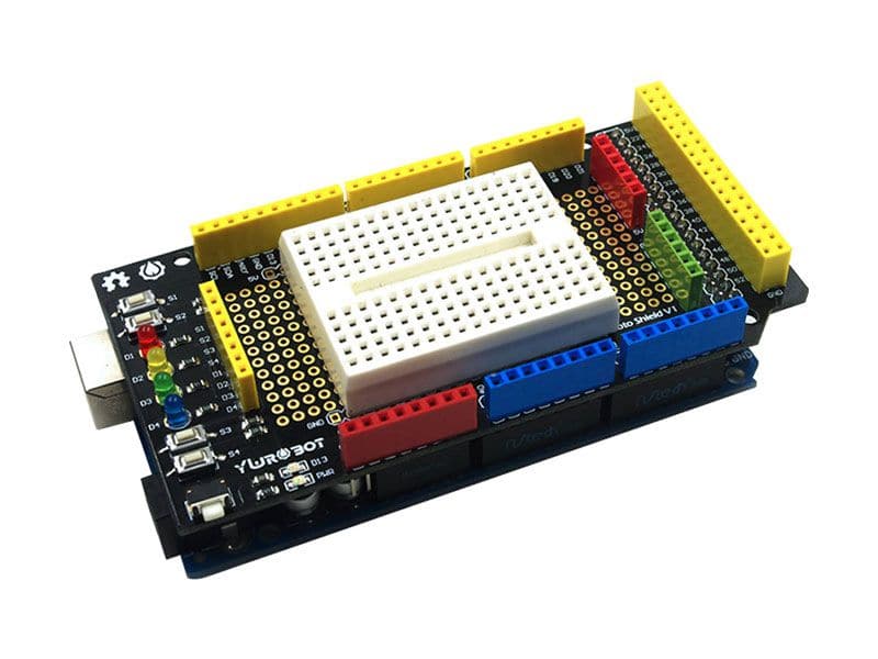Sheil Arduino Mega Prototype Shield Arduino Mega | Breadboard LEDs Buttons - Kuriosity